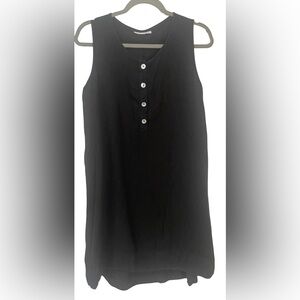 Bryn Walker Dress Women’s Small Black Linen Short Sleeve Shift Lagenlook Coastal